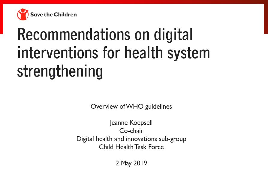 WHO on Digital Interventions for HSS (DH Subgroup